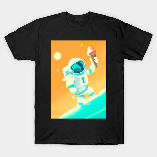 Astronaut with Ice Cream T-Shirt by maxcode